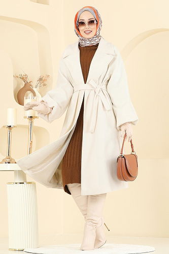 moda selvim معطف سكري 6163BSK463 - Thumbnail