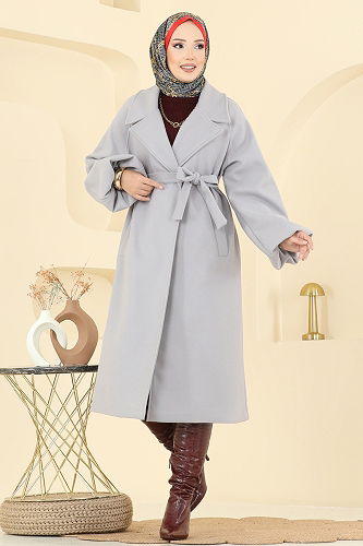 moda selvim Coat 6163BSK463 Gray - Thumbnail