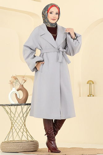 moda selvim Coat 6163BSK463 Gray - Thumbnail