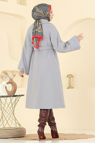 moda selvim Coat 6163BSK463 Gray - Thumbnail
