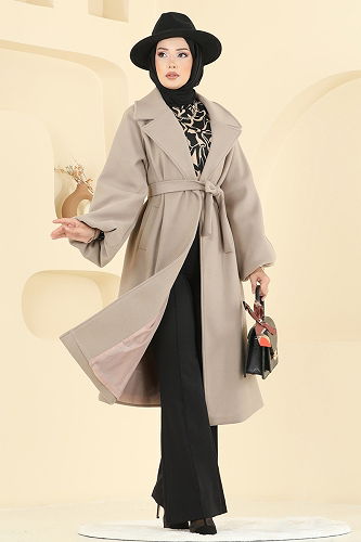 moda selvim معطف بيج 6163BSK463 - Thumbnail