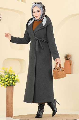 moda selvim Coat 6234BSK463 Anthracite - Thumbnail