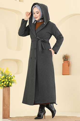 moda selvim Coat 6234BSK463 Anthracite - Thumbnail