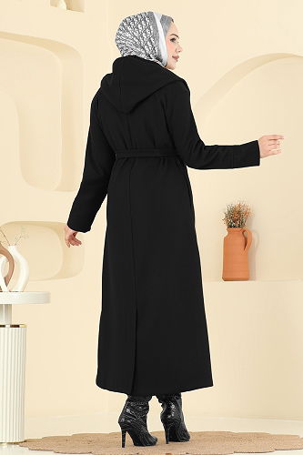 moda selvim Coat 6234BSK463 Black - Thumbnail
