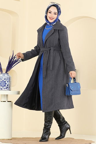 moda selvim Coat 6236BSK463 Anthracite - Thumbnail