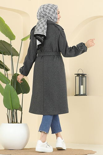 moda selvim Coat 6243BSK463 Anthracite - Thumbnail