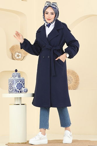 moda selvim Coat 6243BSK463 Navy Blue - Thumbnail