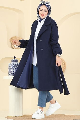 moda selvim Coat 6243BSK463 Navy Blue - Thumbnail