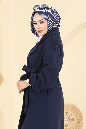 moda selvim معطف كحلي 6243BSK463 - Thumbnail