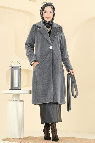 moda selvim Coat 6245BSK463 Anthracite - Thumbnail