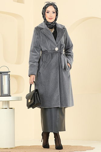 moda selvim Coat 6245BSK463 Anthracite - Thumbnail