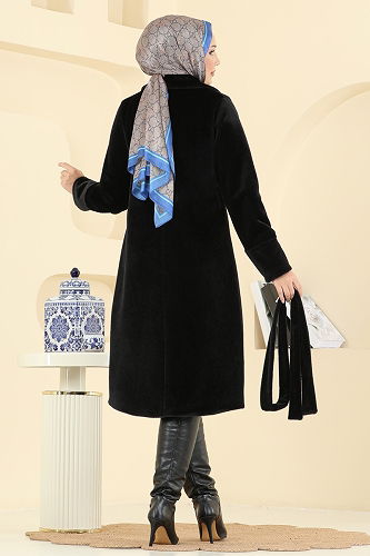 moda selvim Coat 6245BSK463 Black - Thumbnail