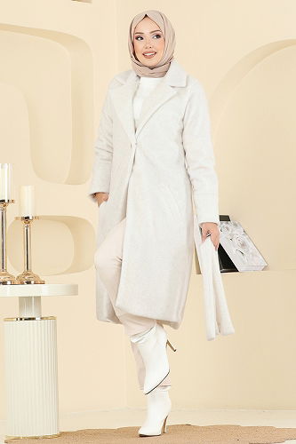 moda selvim معطف سكري 6245BSK463 - Thumbnail