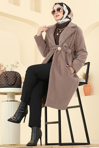 moda selvim معطف بيج 6245BSK463 - Thumbnail