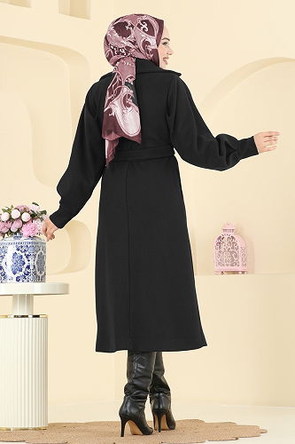 moda selvim Coat 6253BSK463 Black - Thumbnail