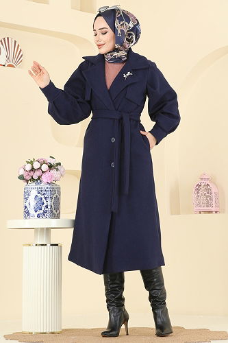 moda selvim Coat 6253BSK463 Navy Blue - Thumbnail