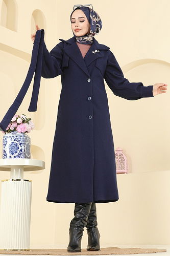 moda selvim Coat 6253BSK463 Navy Blue - Thumbnail