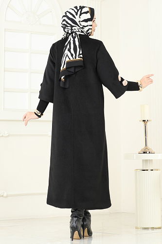 moda selvim Coat 6254BSK463 Black - Thumbnail