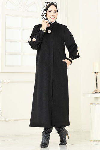 moda selvim Coat 6254BSK463 Black - Thumbnail