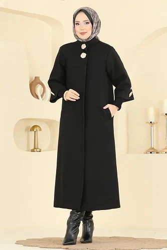 moda selvim Coat 6255BSK463 Black - Thumbnail