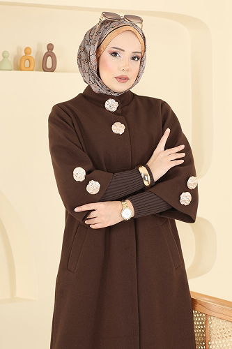 moda selvim Coat 6255BSK463 Brown - Thumbnail