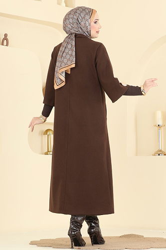 moda selvim معطف بني 6255BSK463 - Thumbnail