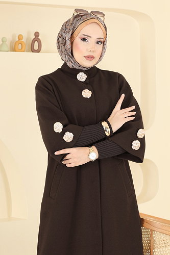 moda selvim معطف بني 6255BSK463 - Thumbnail