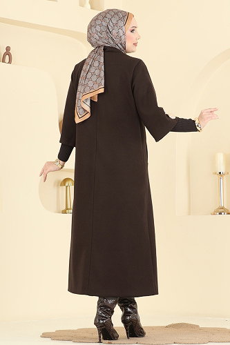 moda selvim معطف بني 6255BSK463 - Thumbnail