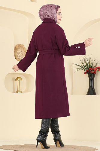 moda selvim Coat 6264BSK463 Damson - Thumbnail