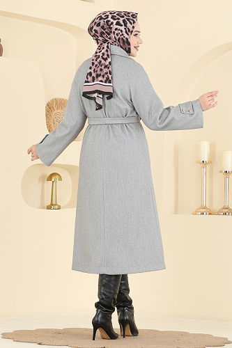 moda selvim Coat 6264BSK463 Gray - Thumbnail
