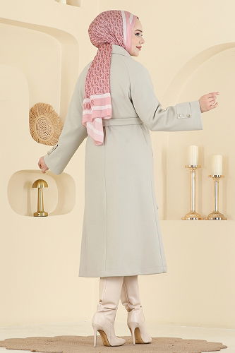 moda selvim Coat 6264BSK463 Stone - Thumbnail