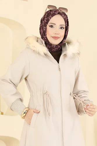 moda selvim Coat 6265BSK463 Beige - Thumbnail