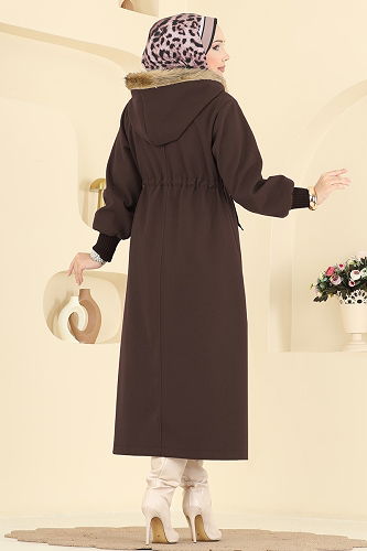 moda selvim Coat 6265BSK463 Bitter Brown - Thumbnail