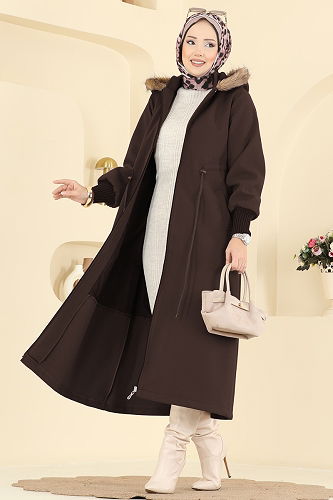 moda selvim Coat 6265BSK463 Bitter Brown - Thumbnail