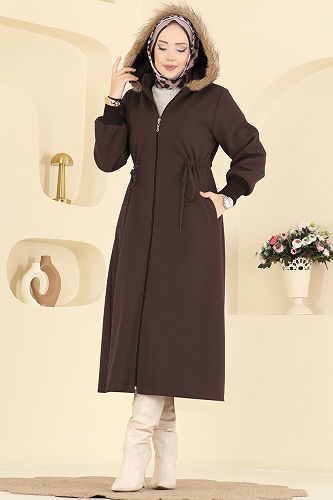 moda selvim Coat 6265BSK463 Bitter Brown - Thumbnail