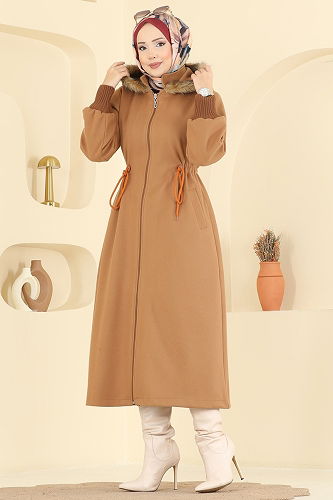 moda selvim Coat 6265BSK463 Camel - Thumbnail