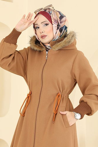 moda selvim Coat 6265BSK463 Camel - Thumbnail