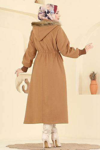 moda selvim Coat 6265BSK463 Camel - Thumbnail