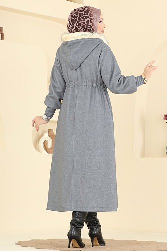 moda selvim Coat 6265BSK463 Dark Gray - Thumbnail