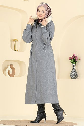 moda selvim Coat 6265BSK463 Dark Gray - Thumbnail