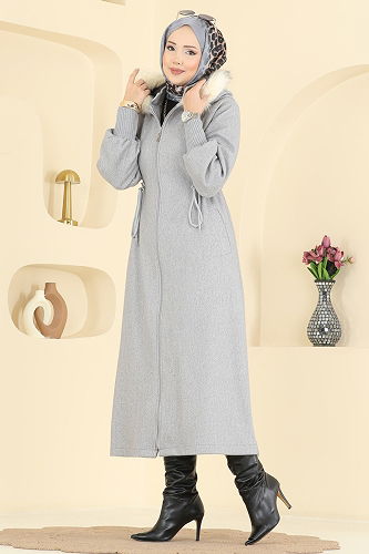 moda selvim Coat 6265BSK463 Gray - Thumbnail
