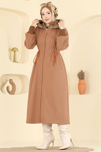 moda selvim Coat 6265BSK463 Tan - Thumbnail