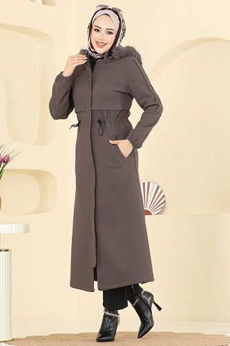 moda selvim Coat 6661YG95 Brown - Thumbnail