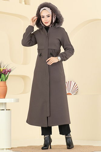 moda selvim Coat 6661YG95 Brown - Thumbnail
