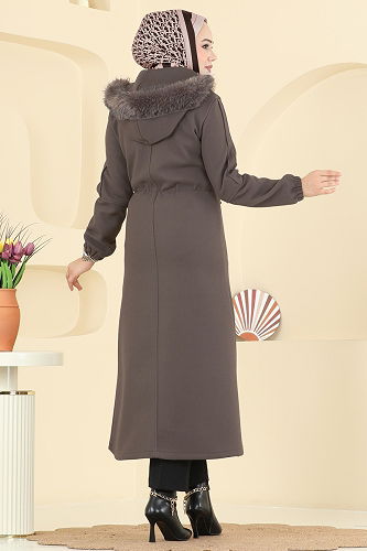 moda selvim معطف بني 6661YG95 - Thumbnail