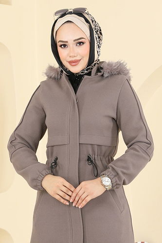 moda selvim معطف بيج غامق 6661YG95 - Thumbnail