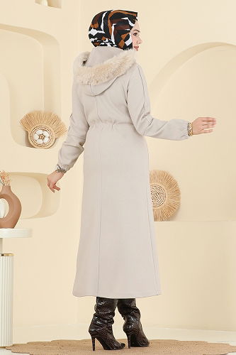 moda selvim معطف بيج 6661YG95 - Thumbnail