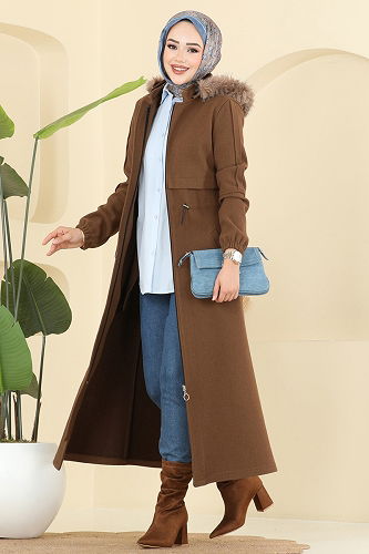 moda selvim Coat 6661YG95 Tan - Thumbnail