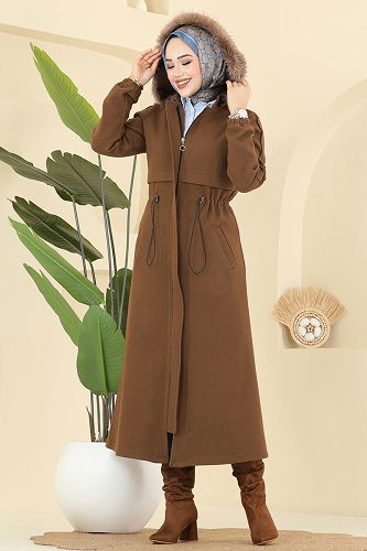 moda selvim Coat 6661YG95 Tan - Thumbnail