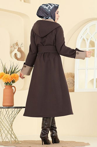 moda selvim Coat 6662YG95 Bitter Brown - Thumbnail
